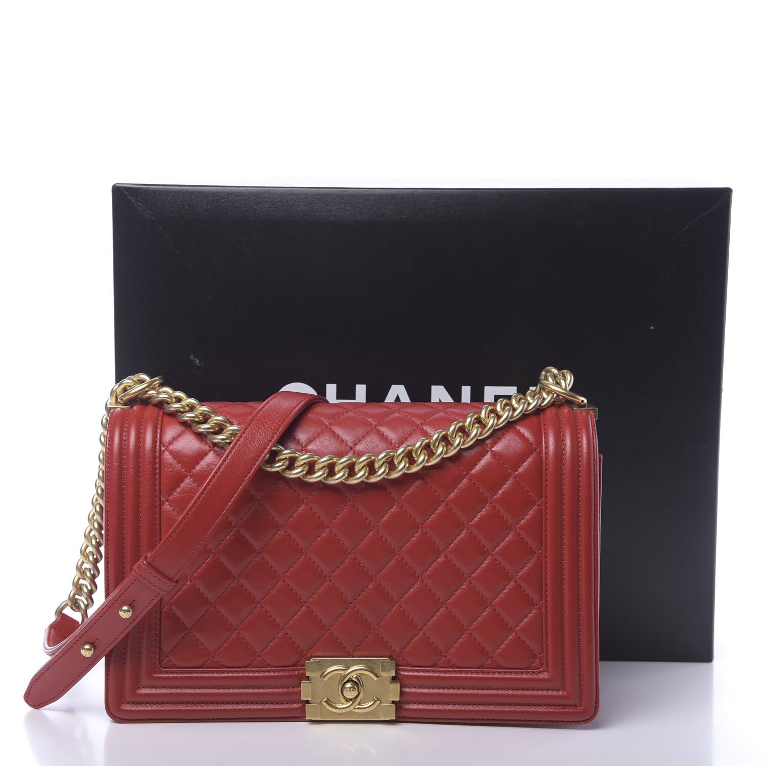 Chanel Lambskin Quilted New Medium Boy Flap Red 14 of 14