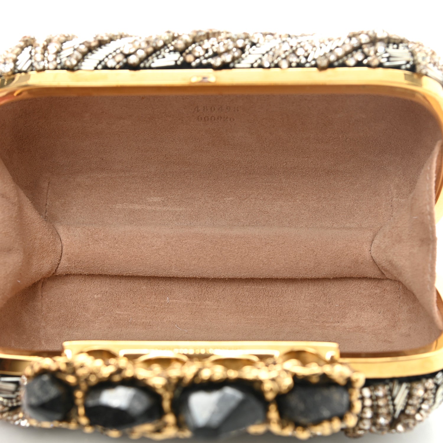 Alexander McQueen Satin Stone Eagle Embroidered Knuckle Box Clutch Black 5 of 11