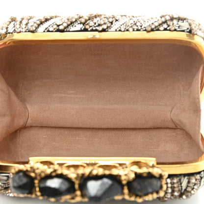 Alexander McQueen Satin Stone Eagle Embroidered Knuckle Box Clutch Black 5 of 11