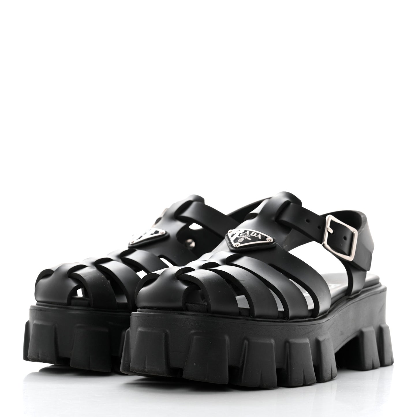 Foam Rubber Triangle Logo Monolith 55mm Cage Sandals 39 Black