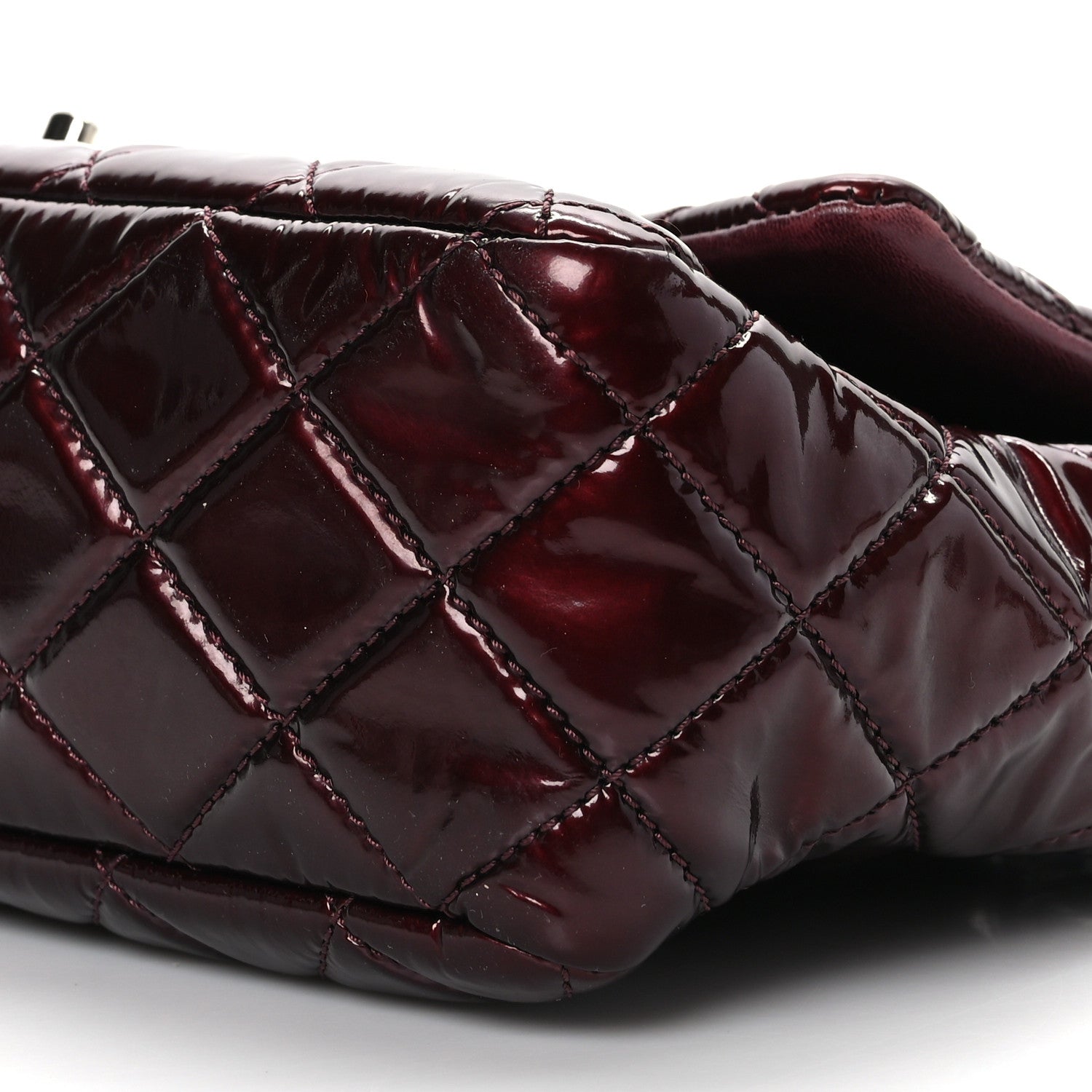 Chanel Metallic Patent Quilted Jumbo Single Flap Bordeaux 9 of 9