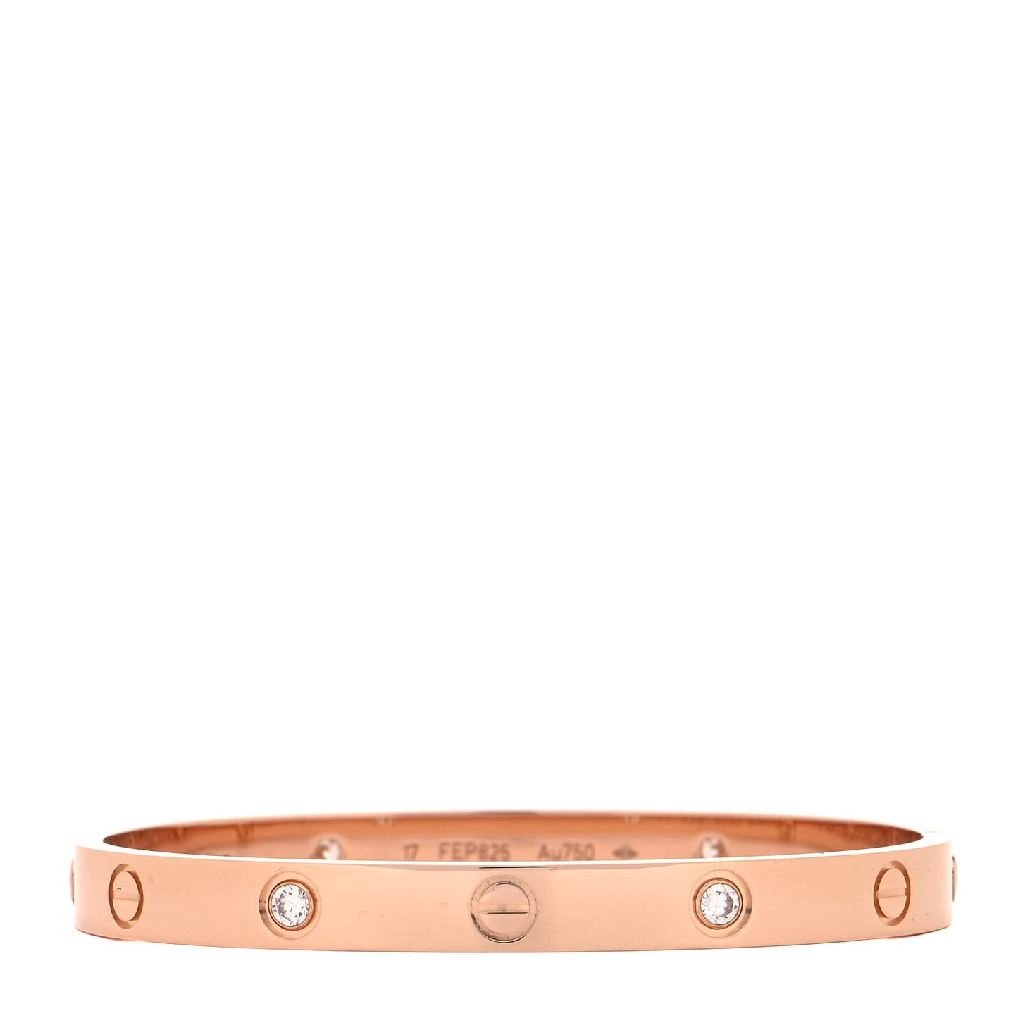 18K Pink Gold 4 Diamond LOVE Bracelet 17