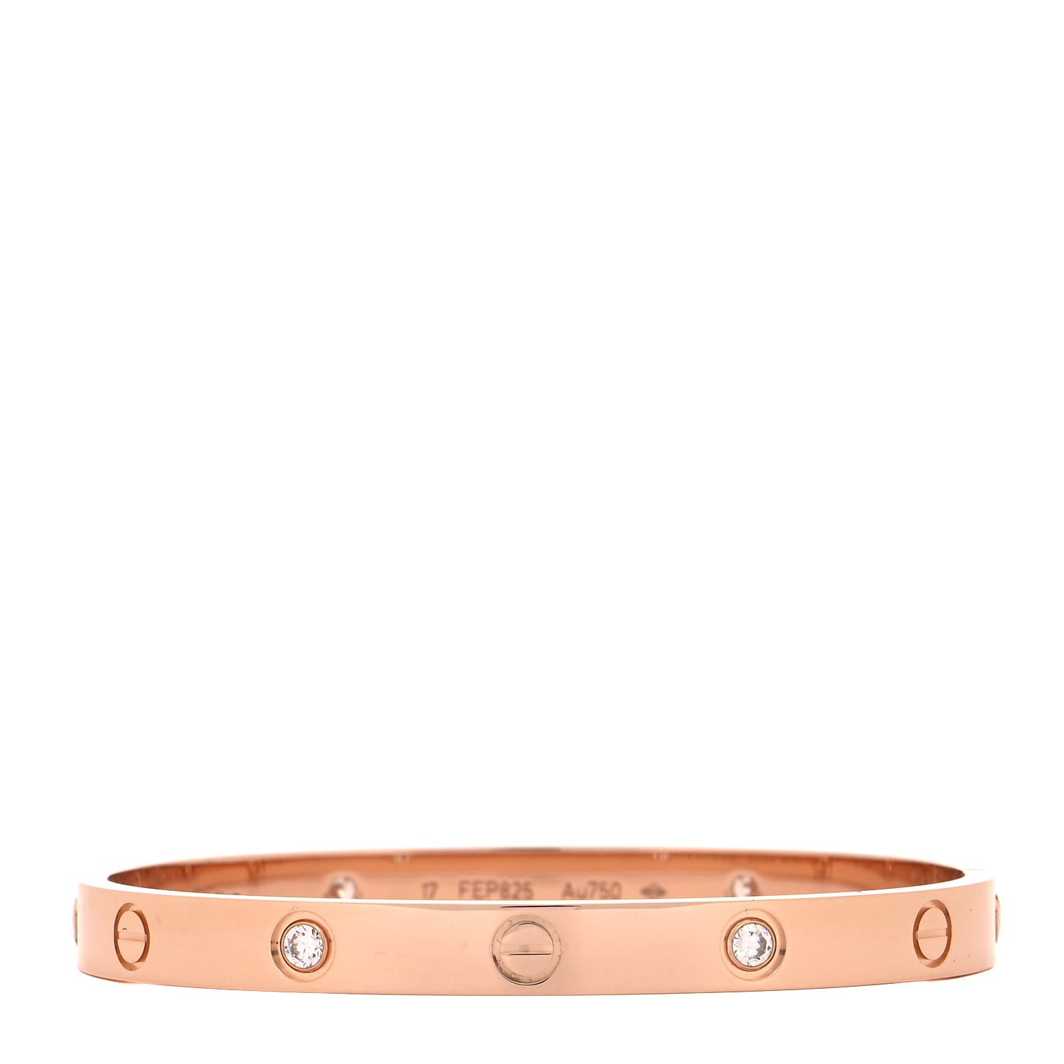 Cartier 18K Pink Gold 4 Diamond LOVE Bracelet 17 1 of 7