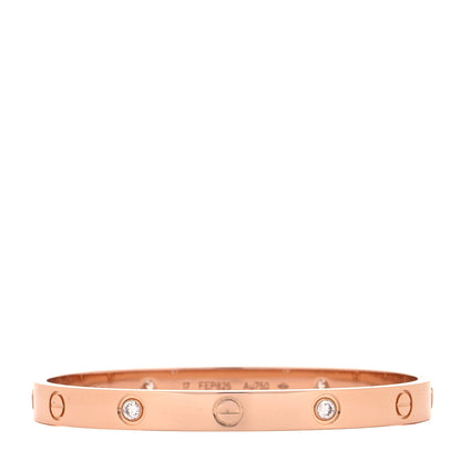 Cartier 18K Pink Gold 4 Diamond LOVE Bracelet 17 1 of 7