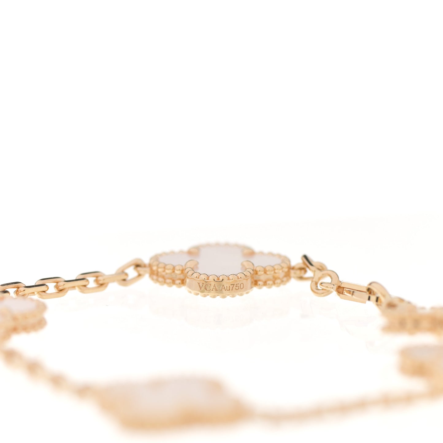 18K Yellow Gold Mother of Pearl 5 Motifs Vintage Alhambra Bracelet