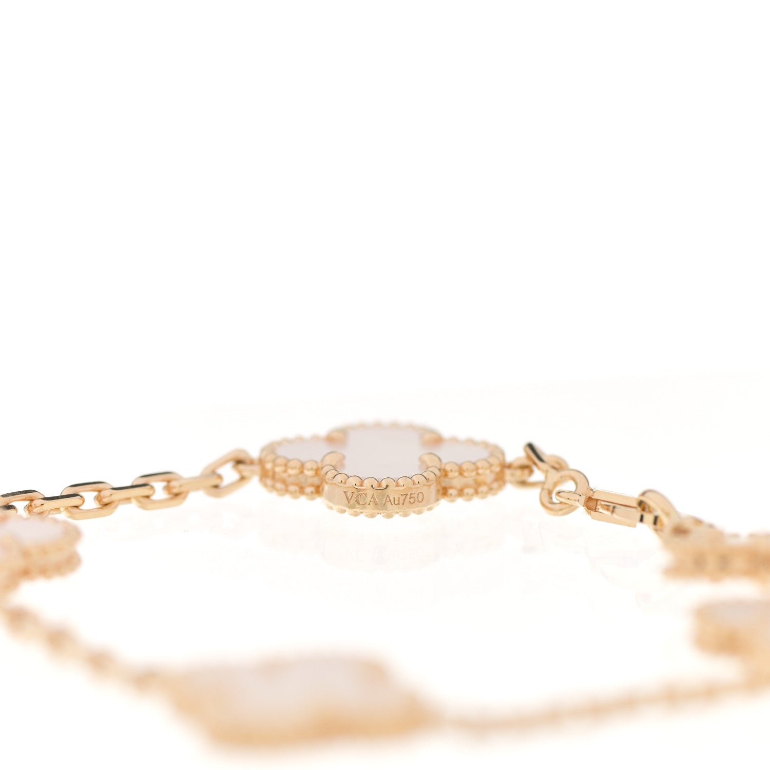 Van Cleef & Arpels 18K Yellow Gold Mother of Pearl 5 Motifs Vintage Alhambra Bracelet 3 of 5