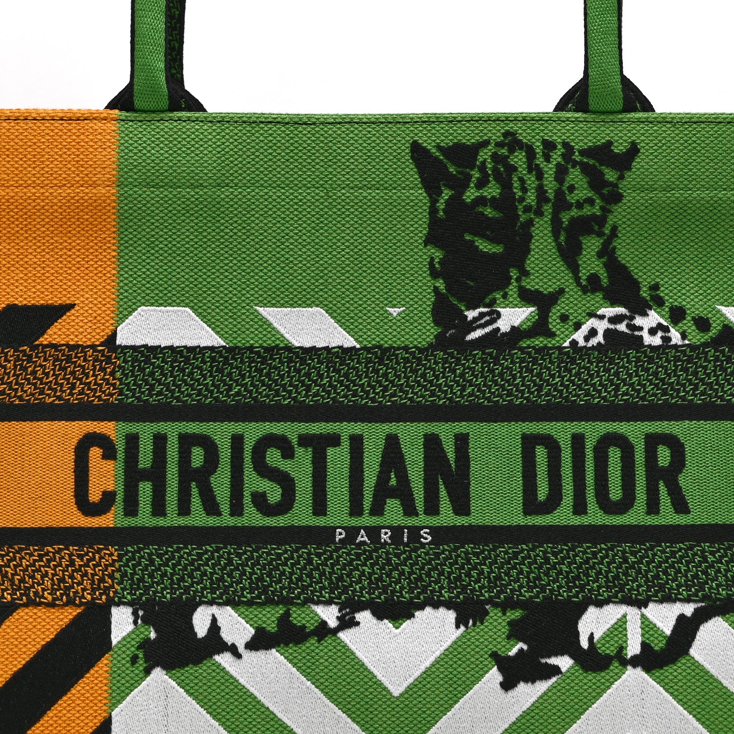 Christian Dior Canvas Embroidered Medium Jungle Pop Book Tote Green Multicolor 8 of 10