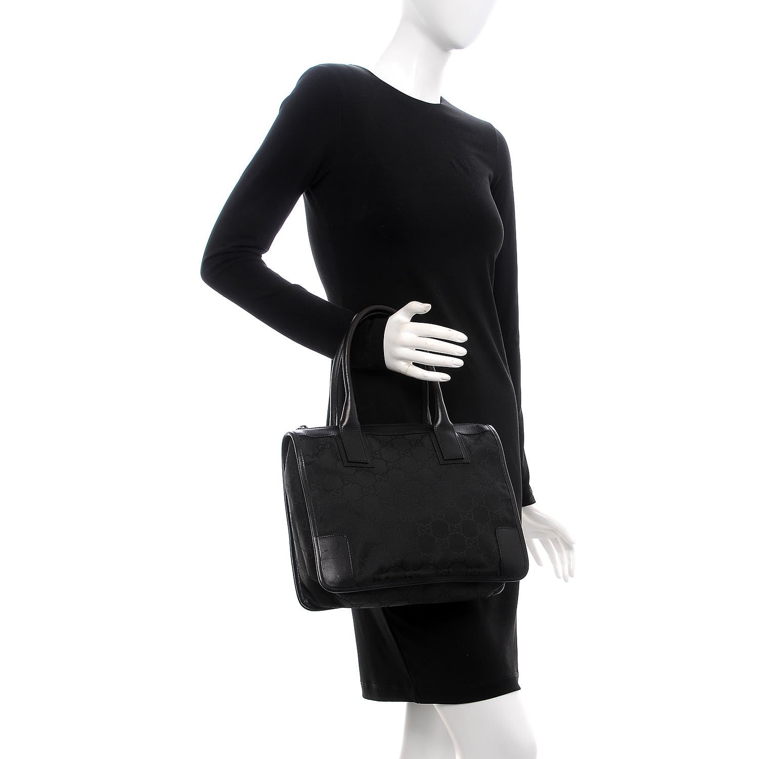 Gucci Nylon Monogram Tote Bag Black 2 of 8