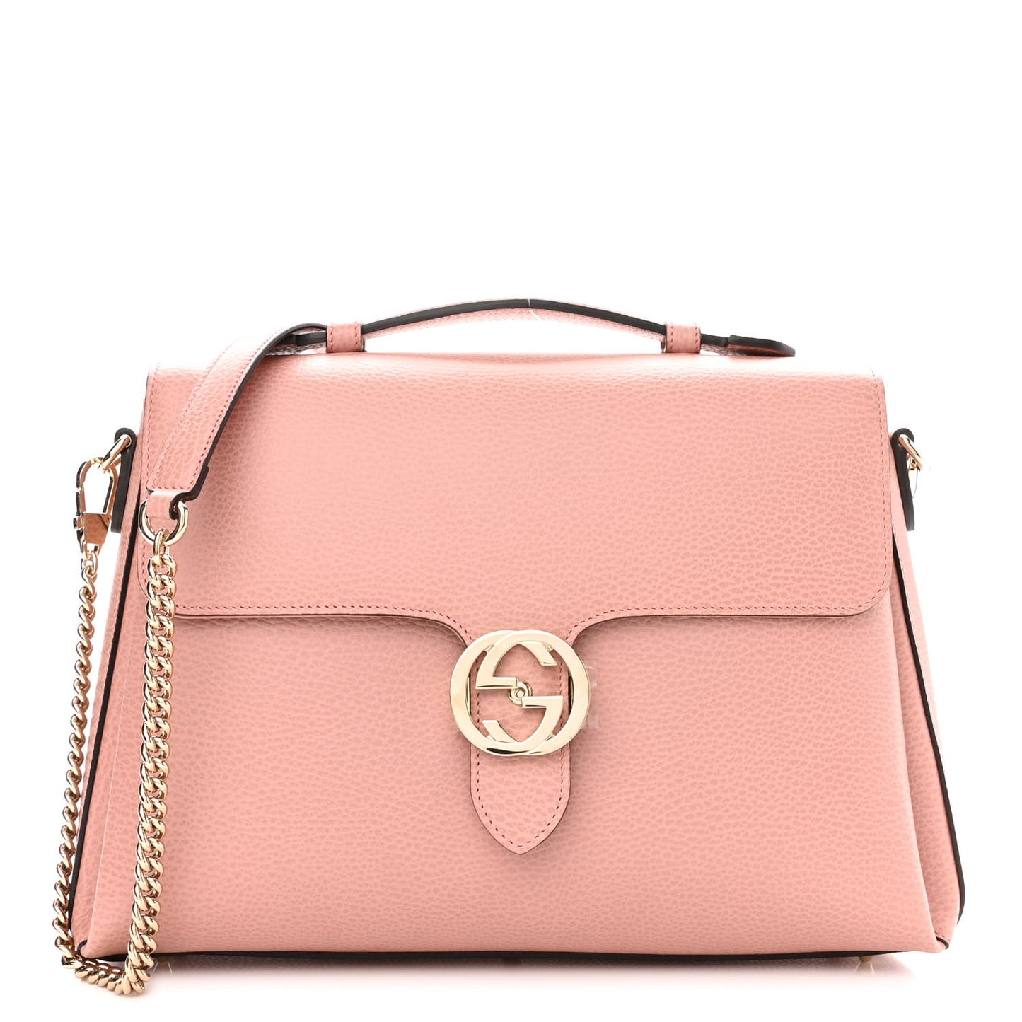 Dollar Calfskin Medium Interlocking G Top Handle Shoulder Bag Soft Pink