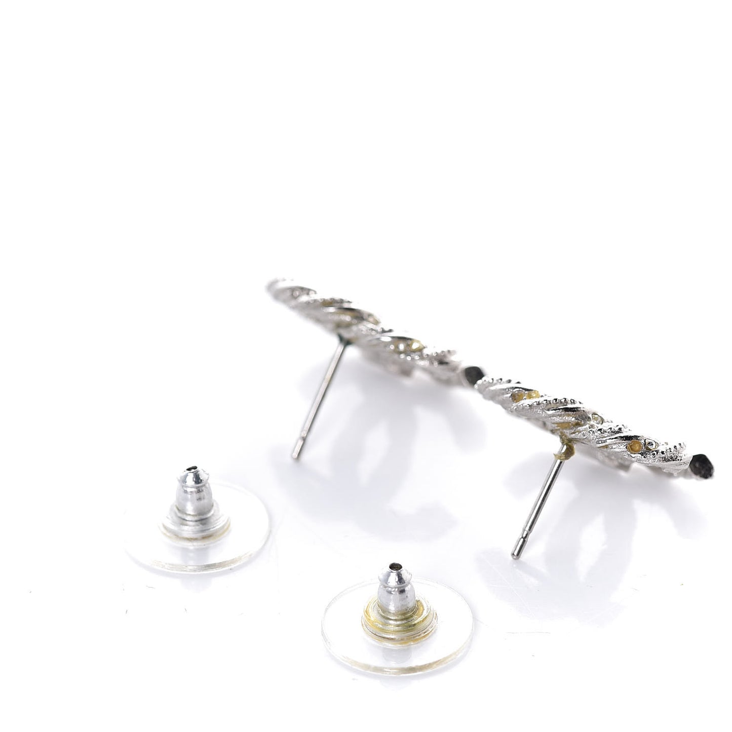 Crystal CC Twisted Earrings Silver