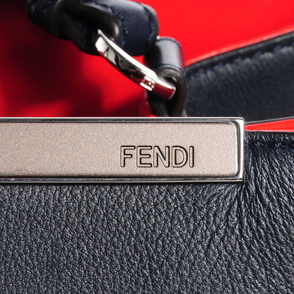 Fendi Vitello Dolce Marmol Regular 2Jours Tote Blue Notte Papavero 10 of 11