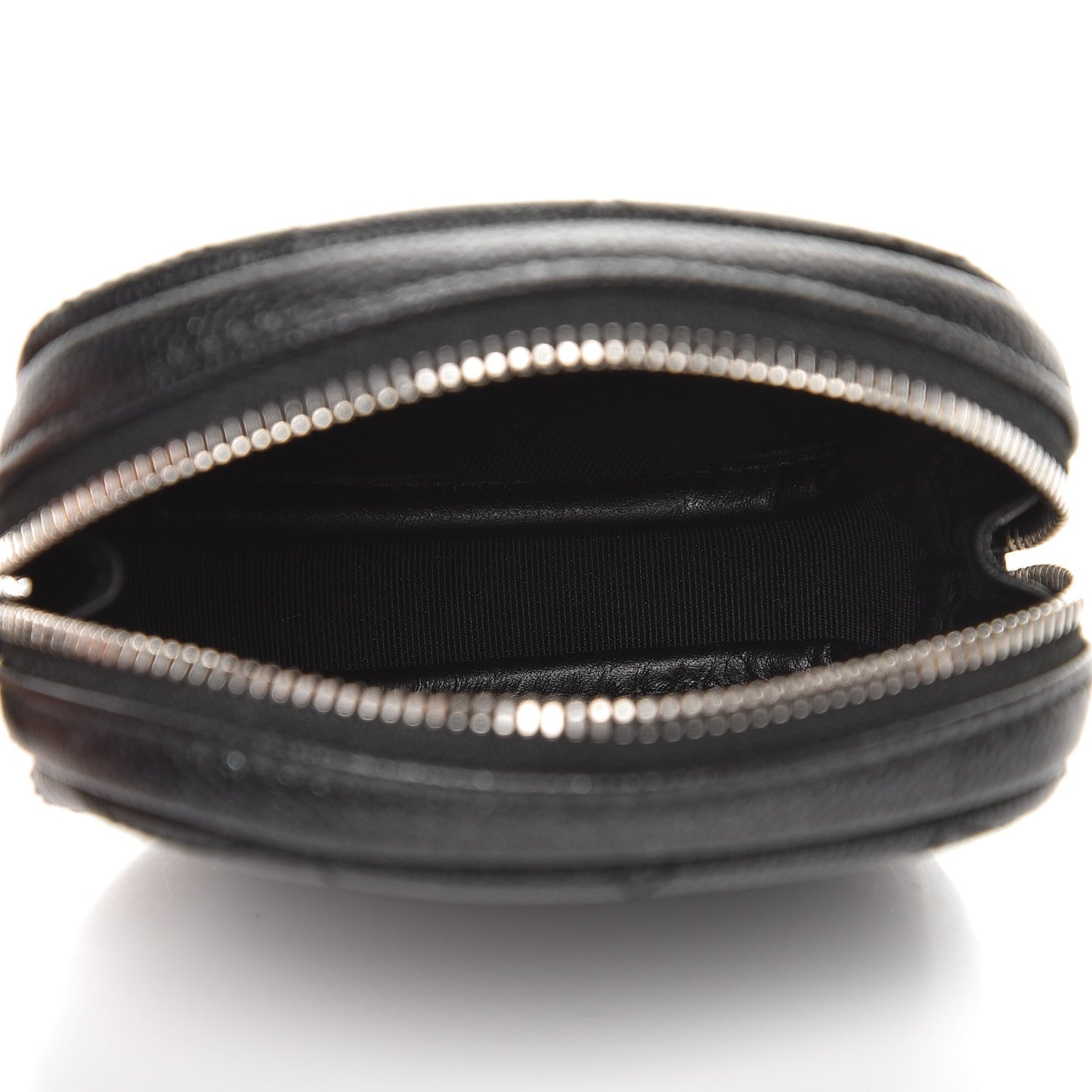 Metallic Caviar Quilted Zip Around Classic Coin Purse Black