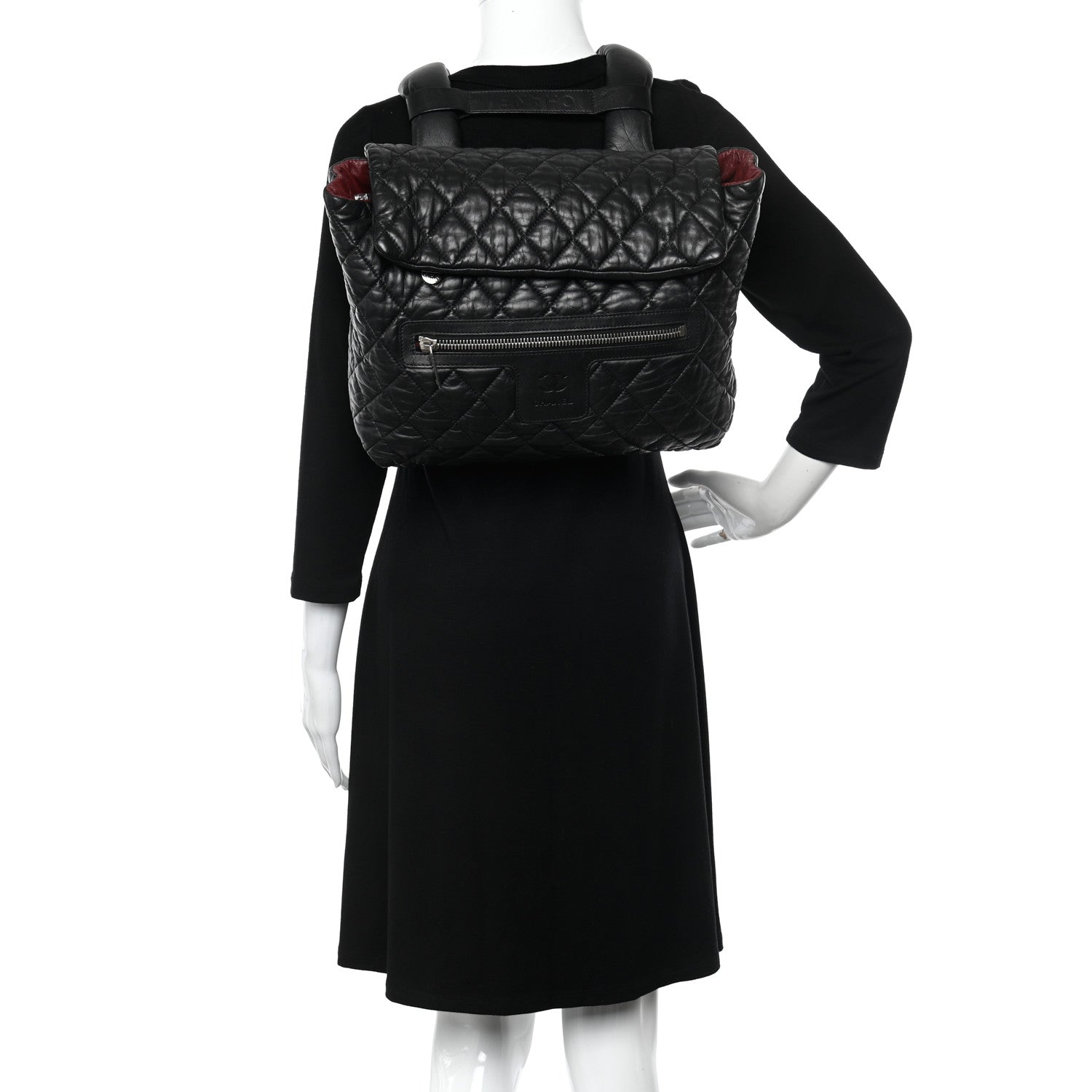 Chanel Lambskin Quilted Coco Cocoon Backpack Black 2 of 11