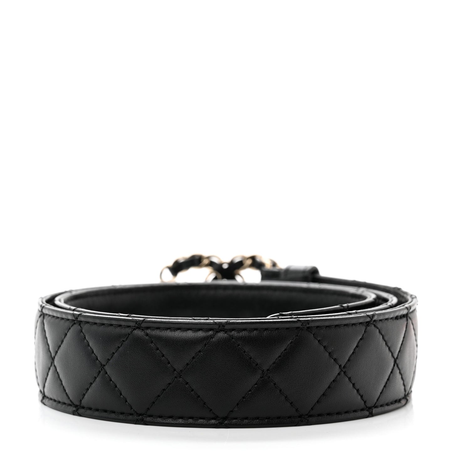 Calfskin Quilted CC Chain Belt 85 34 Black