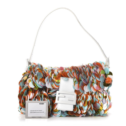 Fendi Sequin Maxi Paillettes Cuoio Lucido Baguette Multicolor White 1 of 9