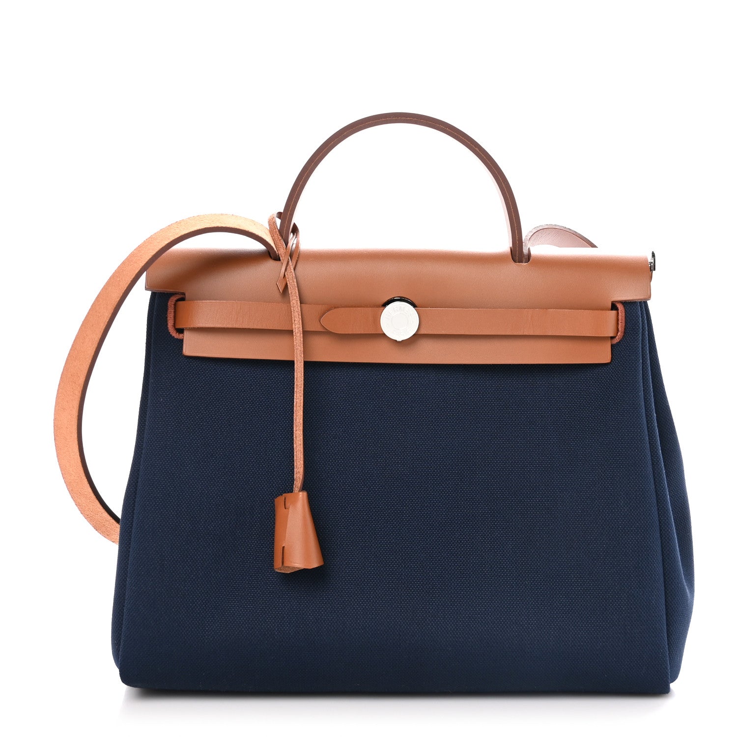 Hermes Toile Vache Hunter Herbag Zip Retourne 31 MM  Bleu Marine 1 of 13