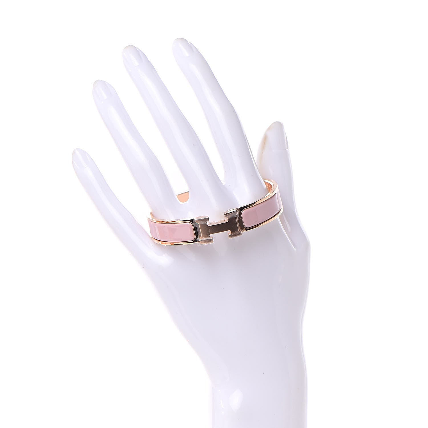 Hermes Enamel Narrow Clic Clac H Bracelet PM Rose Cassata 2 of 6