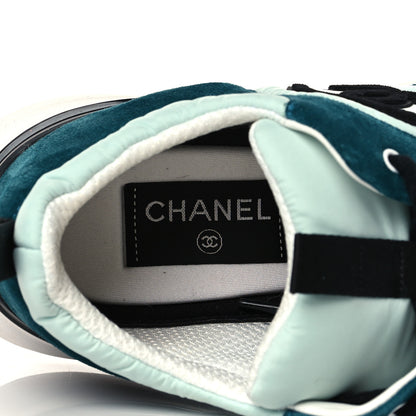 Chanel Nylon Suede Calfskin CC Sneakers 39 Green Light Green 6 of 7