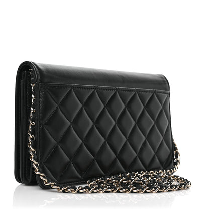 Chanel Lambskin Quilted Timeless CC Wallet On Chain WOC Black 3 of 10