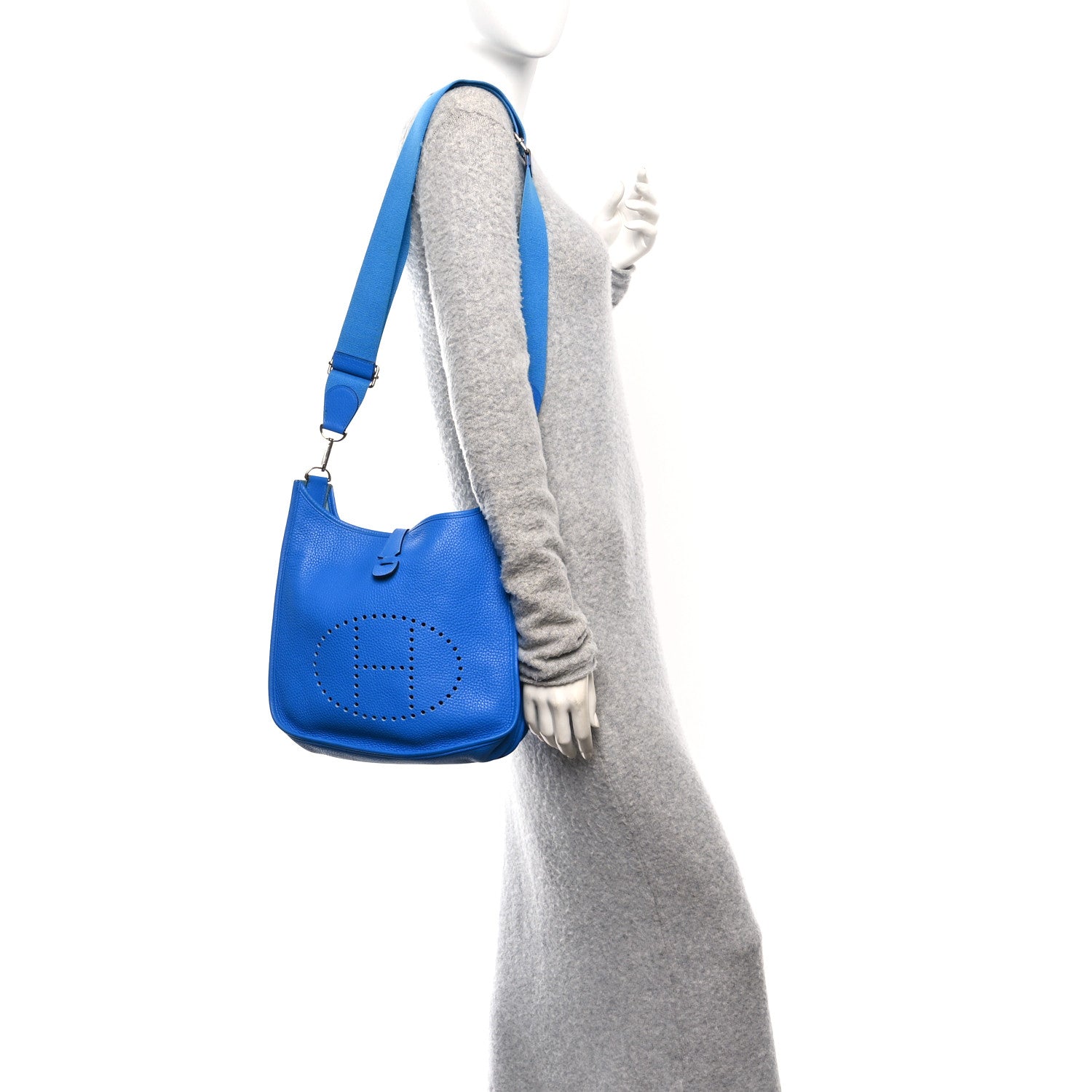 Hermes Taurillon Clemence Evelyne III PM Bleu Hydra 2 of 13