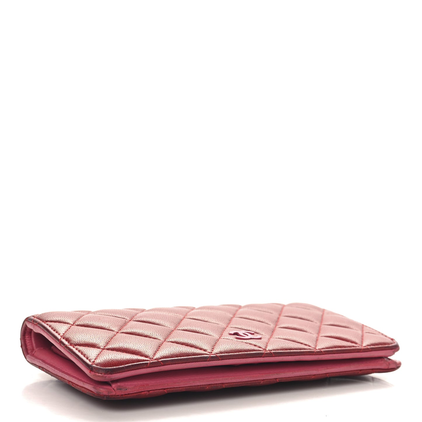 Lambskin Quilted Yen Wallet Red Pink