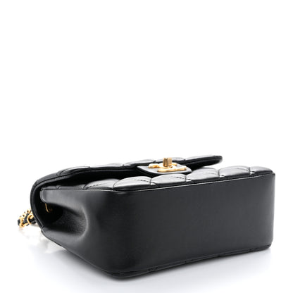 Chanel Shiny Lambskin Quilted Pearl Twist Mini Square Flap Black 4 of 11
