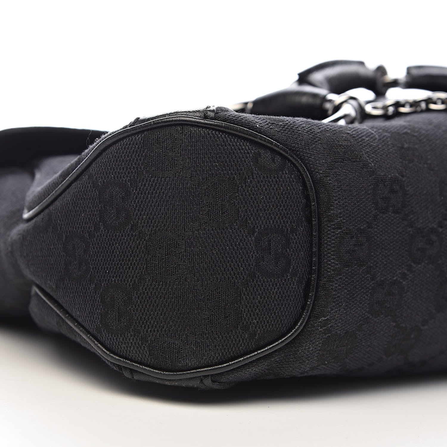 Gucci Monogram Horsebit Chain Flap Shoulder Bag Black 9 of 11