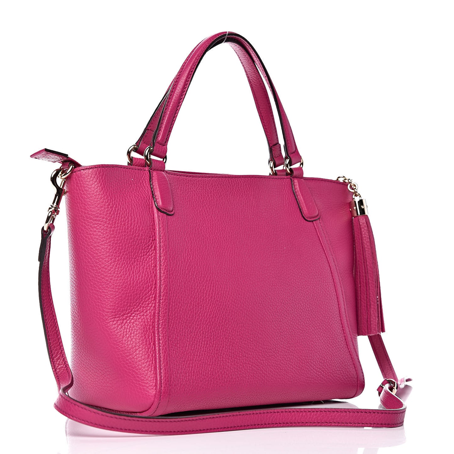 Pebbled Calfskin Small Soho Top Handle Bag Bright Bougainvillea