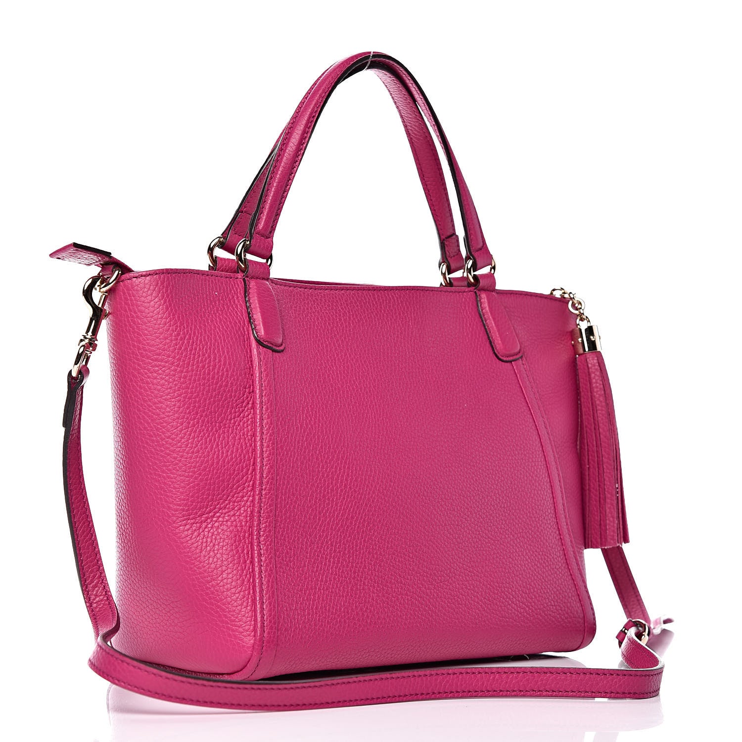 Gucci Pebbled Calfskin Small Soho Top Handle Bag Bright Bougainvillea 4 of 12