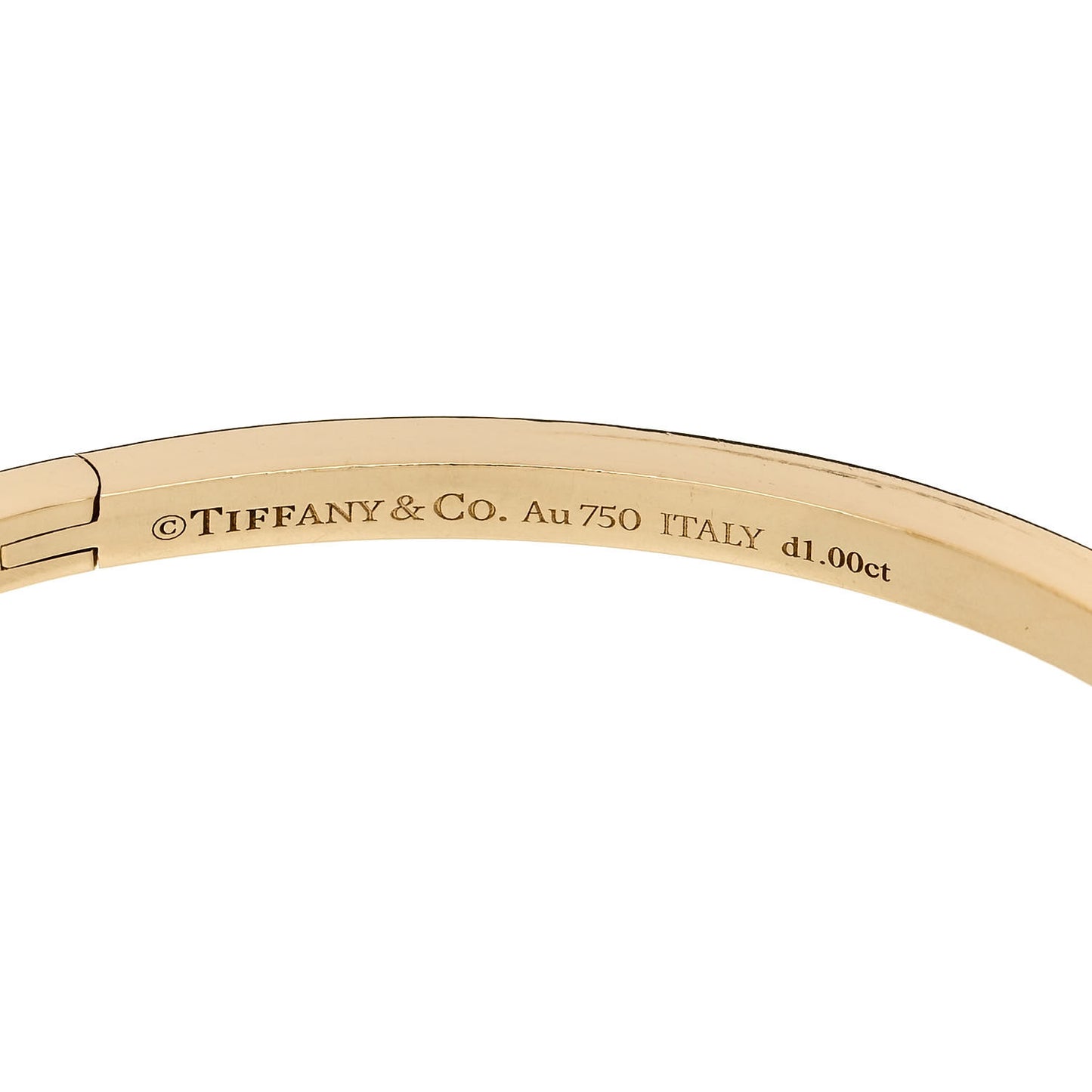 18K Yellow Gold Diamond Narrow T1 Hinged Bangle Bracelet