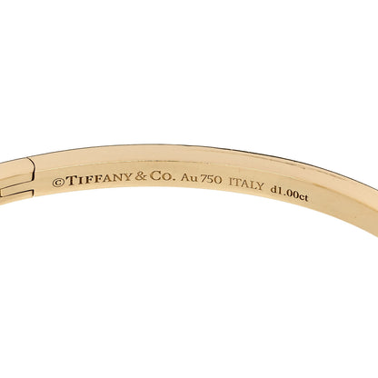 Tiffany 18K Yellow Gold Diamond Narrow T1 Hinged Bangle Bracelet 3 of 4
