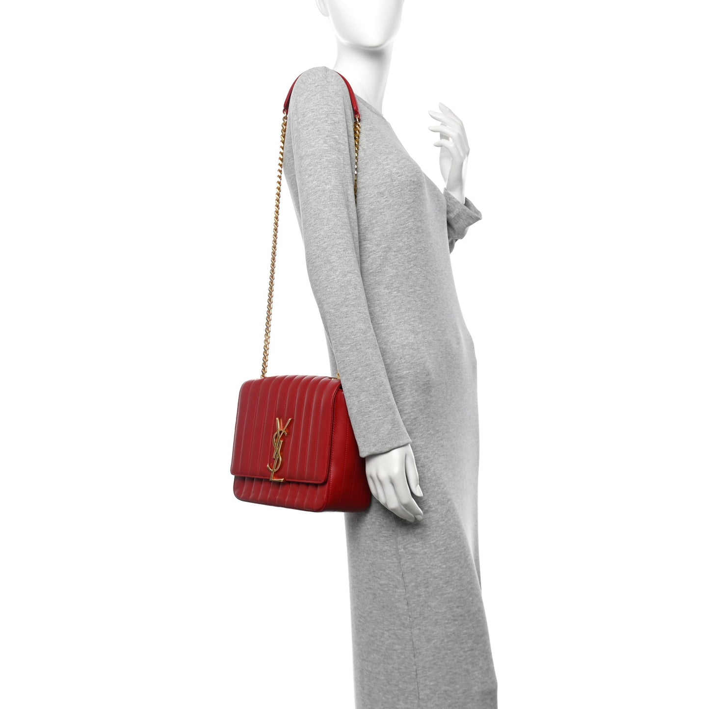 Lambskin Matelasse Monogram Large Vicky Chain Bag Rouge Eros