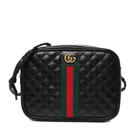 Gucci Calfskin Trapuntata Web Mini GG Shoulder Bag Black 1 of 8