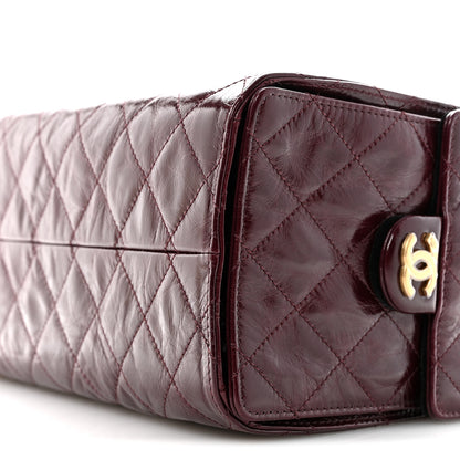 Chanel Shiny Crumpled Calfskin Quilted Small Chanel 25 Handbag Burgundy 10 of 11