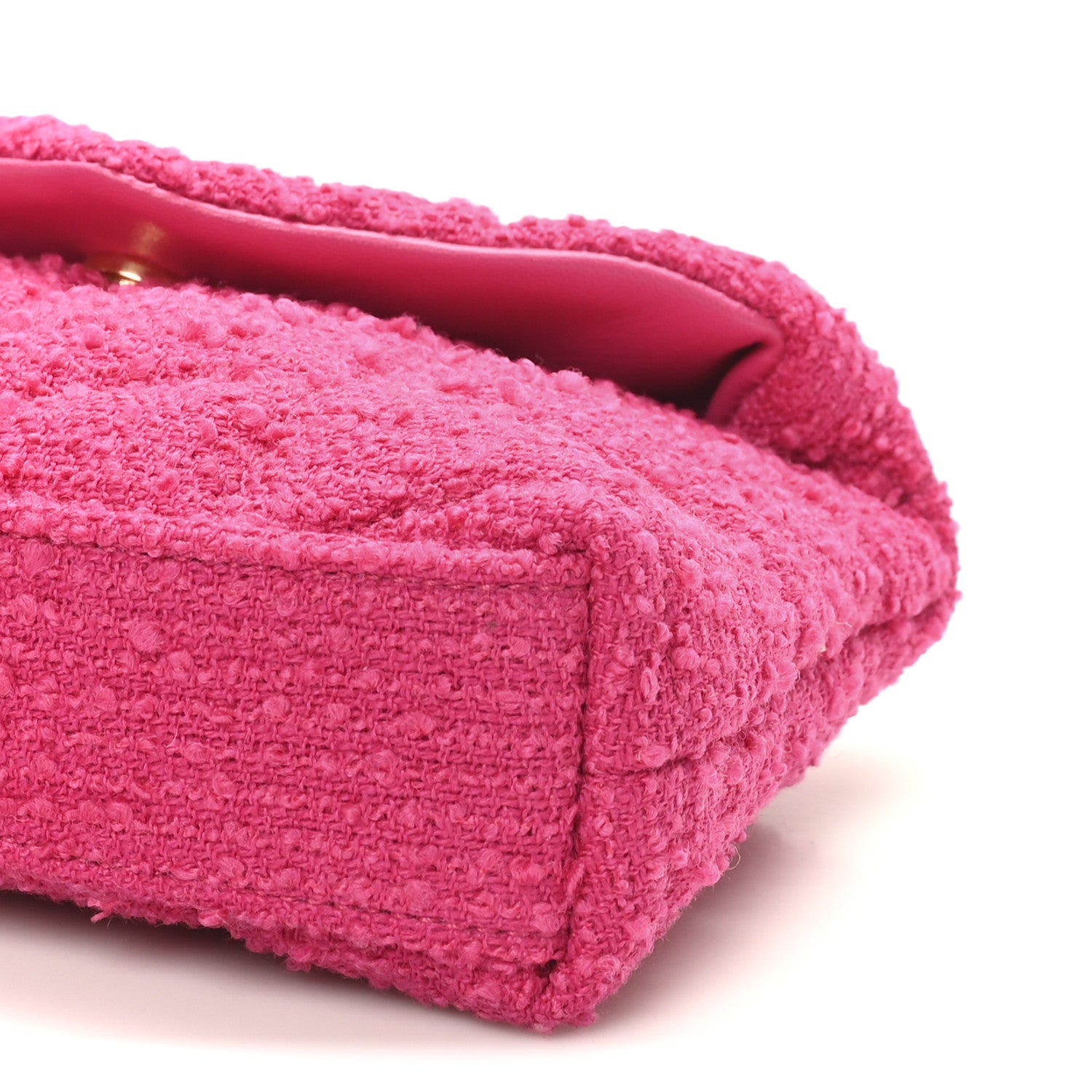 Saint Laurent Boucle Tweed Quilted Loulou Puffer Monogram Pouch Clutch Magenta 10 of 10
