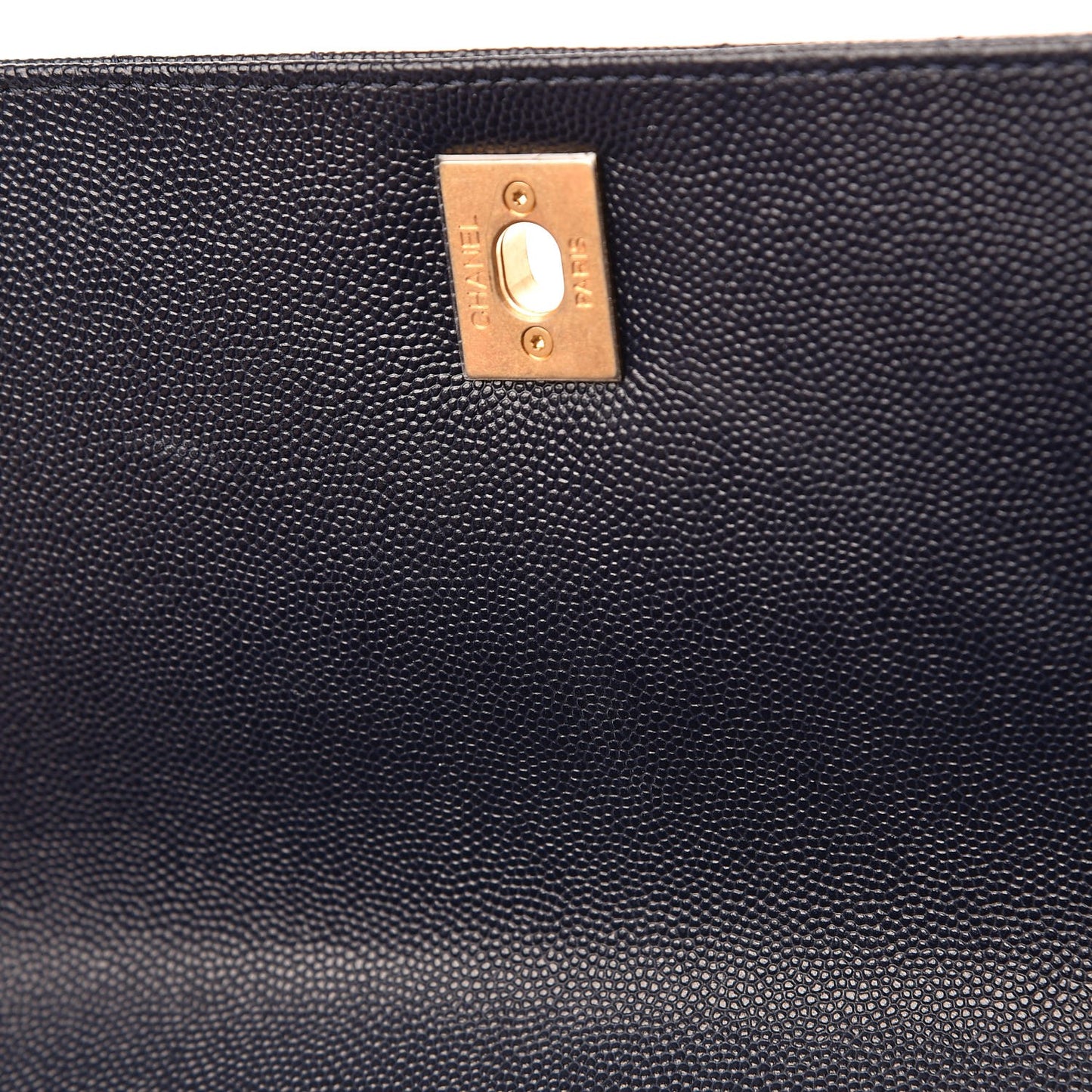 Caviar Chevron Quilted Medium Coco Handle Flap Navy Blue