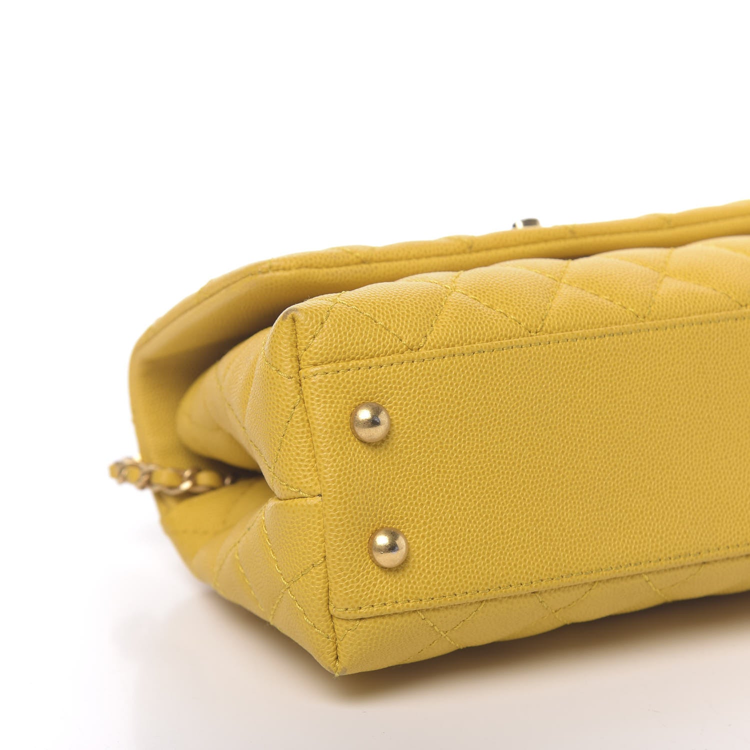 Chanel Caviar Quilted Mini Coco Handle Flap Yellow 9 of 12