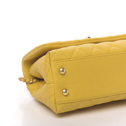 Chanel Caviar Quilted Mini Coco Handle Flap Yellow 9 of 12