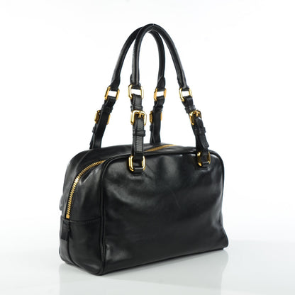 Prada Lambskin Box Print Logo Bowler Black 2 of 8