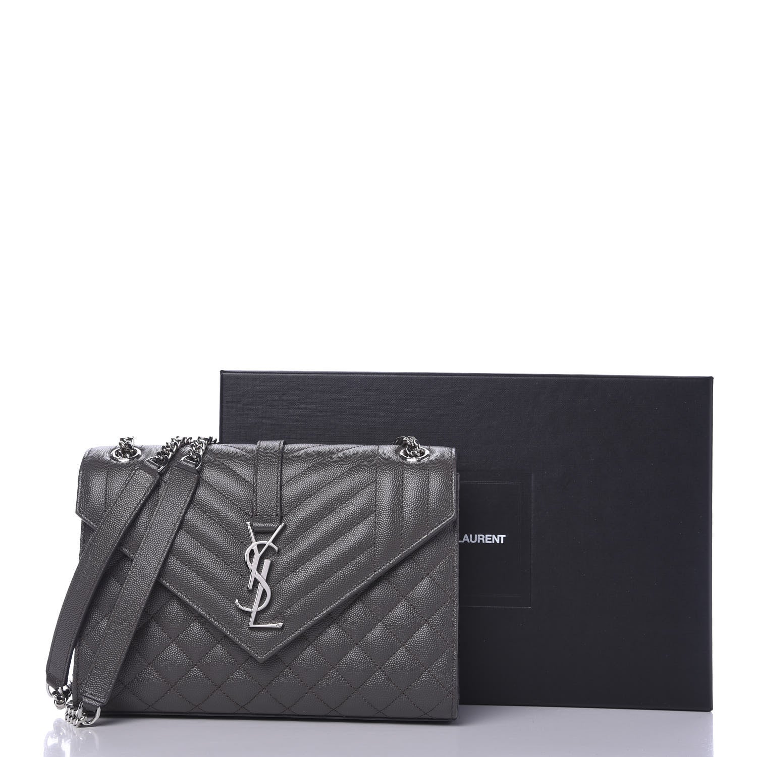 Saint Laurent Grain De Poudre Textured Mixed Matelasse Medium Triquilt Monogram Satchel Earth 12 of 12