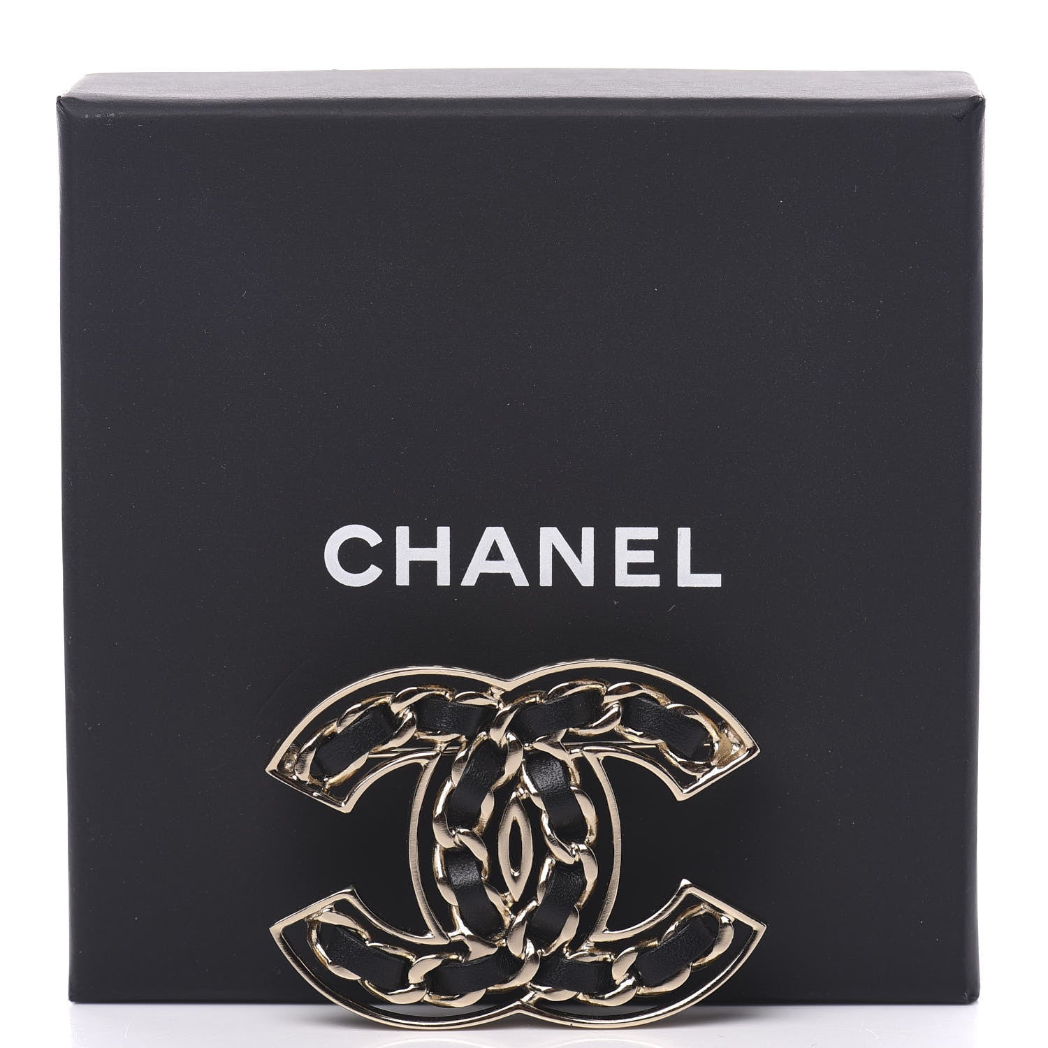 Chanel Lambskin Chain CC Brooch Black Gold 5 of 5
