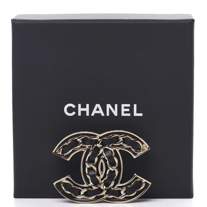 Chanel Lambskin Chain CC Brooch Black Gold 5 of 5