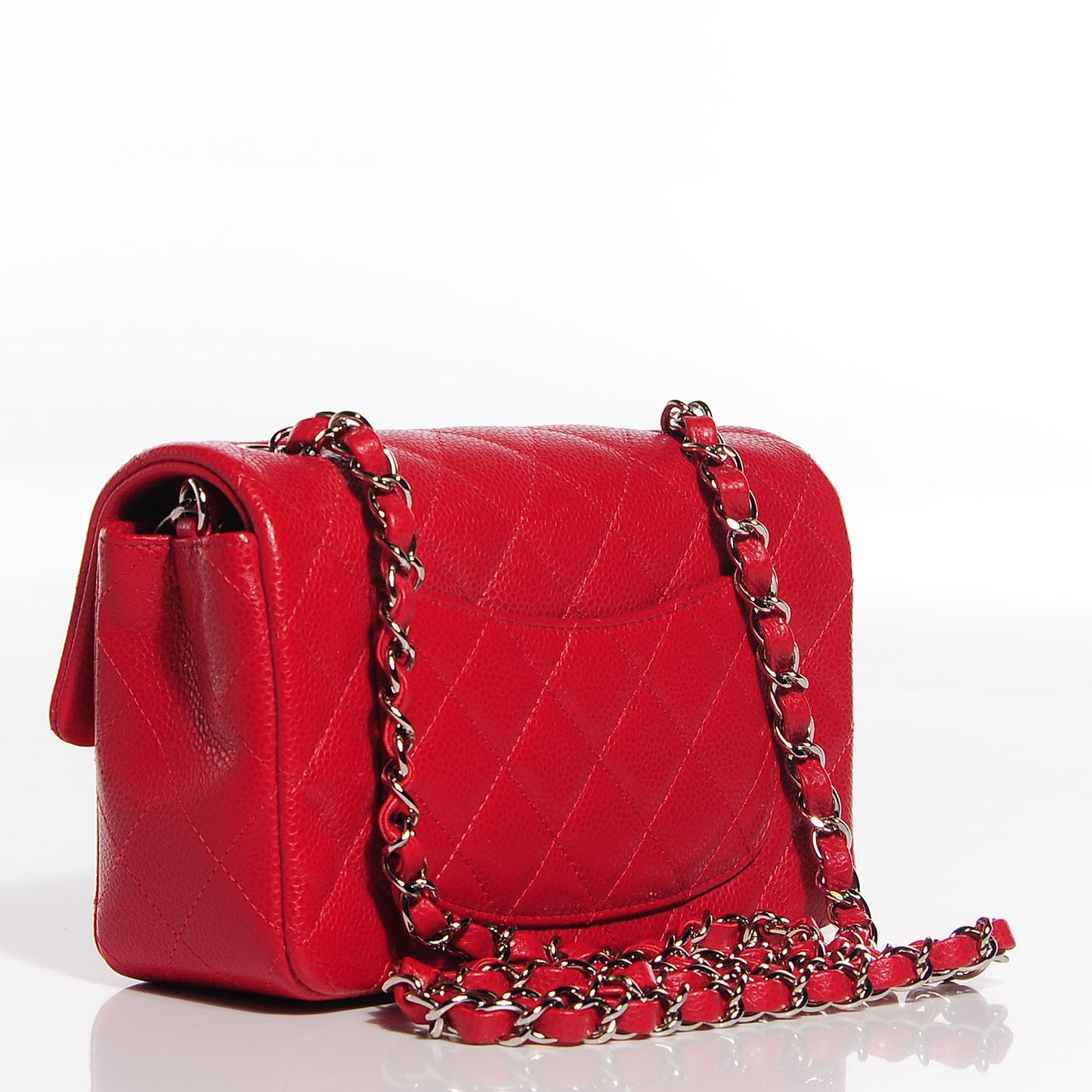 Caviar Quilted Mini Rectangular Flap Red