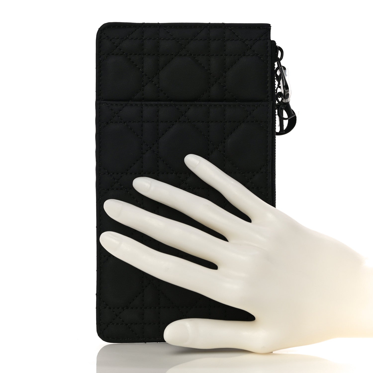 Christian Dior Ultra Matte Calfskin Cannage Large Lady Dior Zip Wallet Black 2 of 11
