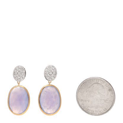 Marco Bicego 18K Yellow Gold Diamond Chalcedony Siviglia Drop Earrings 2 of 5