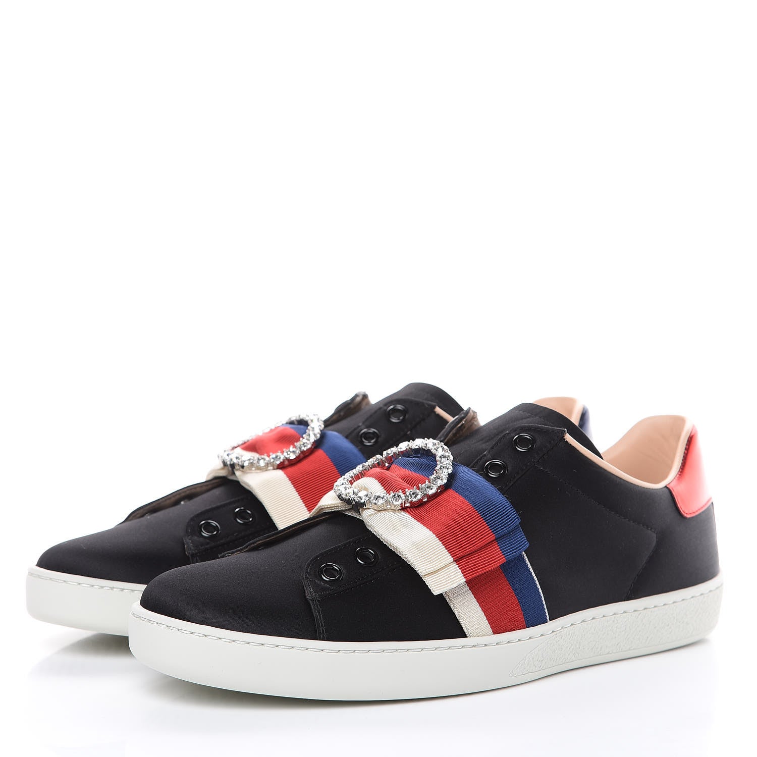 Gucci Canvas Crystal Sylvie Web Womens Ace Sneakers 40 Black 3 of 10