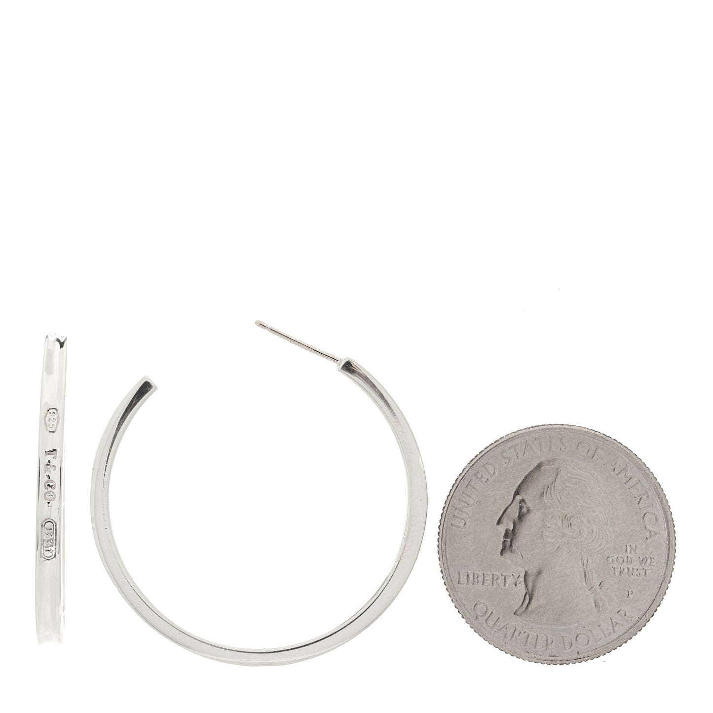 Sterling Silver Medium Narrow 1837 Hoop Earrings