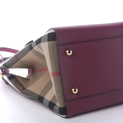 Burberry Grainy Calfskin House Check Small Canterbury Tote Berry Pink 6 of 10