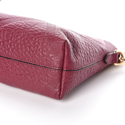 Burberry Signature Grain Calfskin Check Embossed Small Chichester Crossbody Clutch Bag Dark Plum 9 of 9