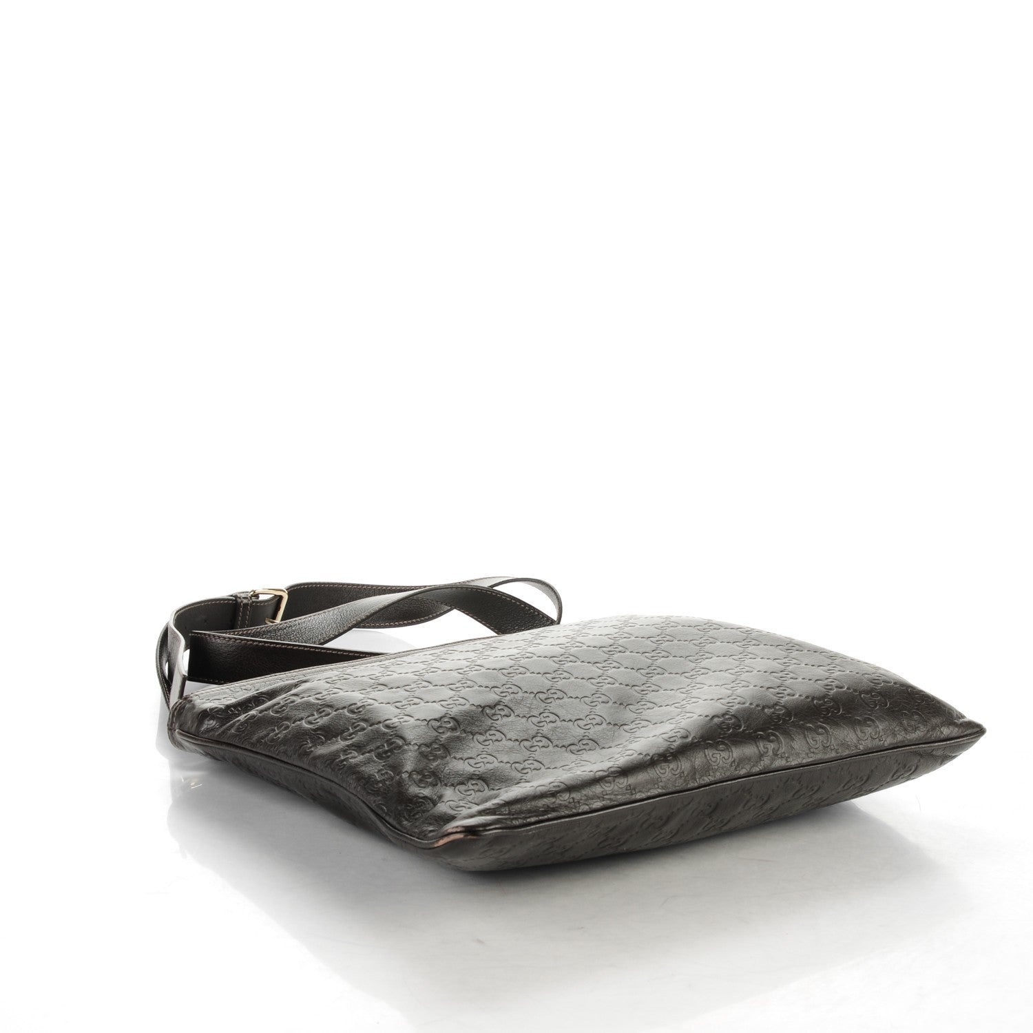 Gucci Guccissima Medium Flat Messenger Bag Dark Brown 4 of 7